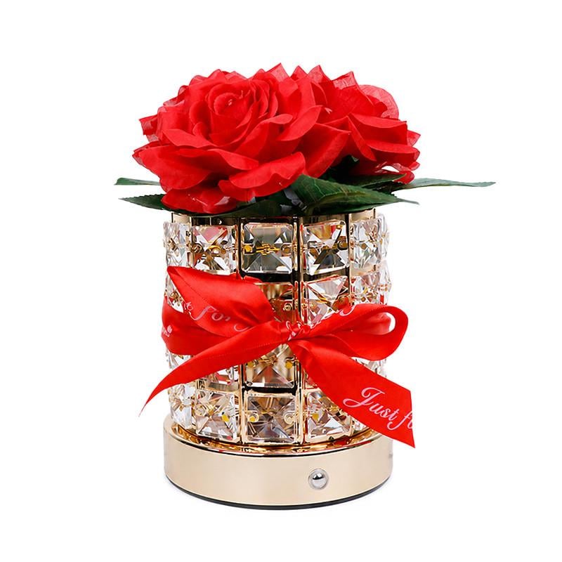 LED-ночник настольный Lesko Rose Crystal YW-MGYZSJP Букет роз Red (36490865)