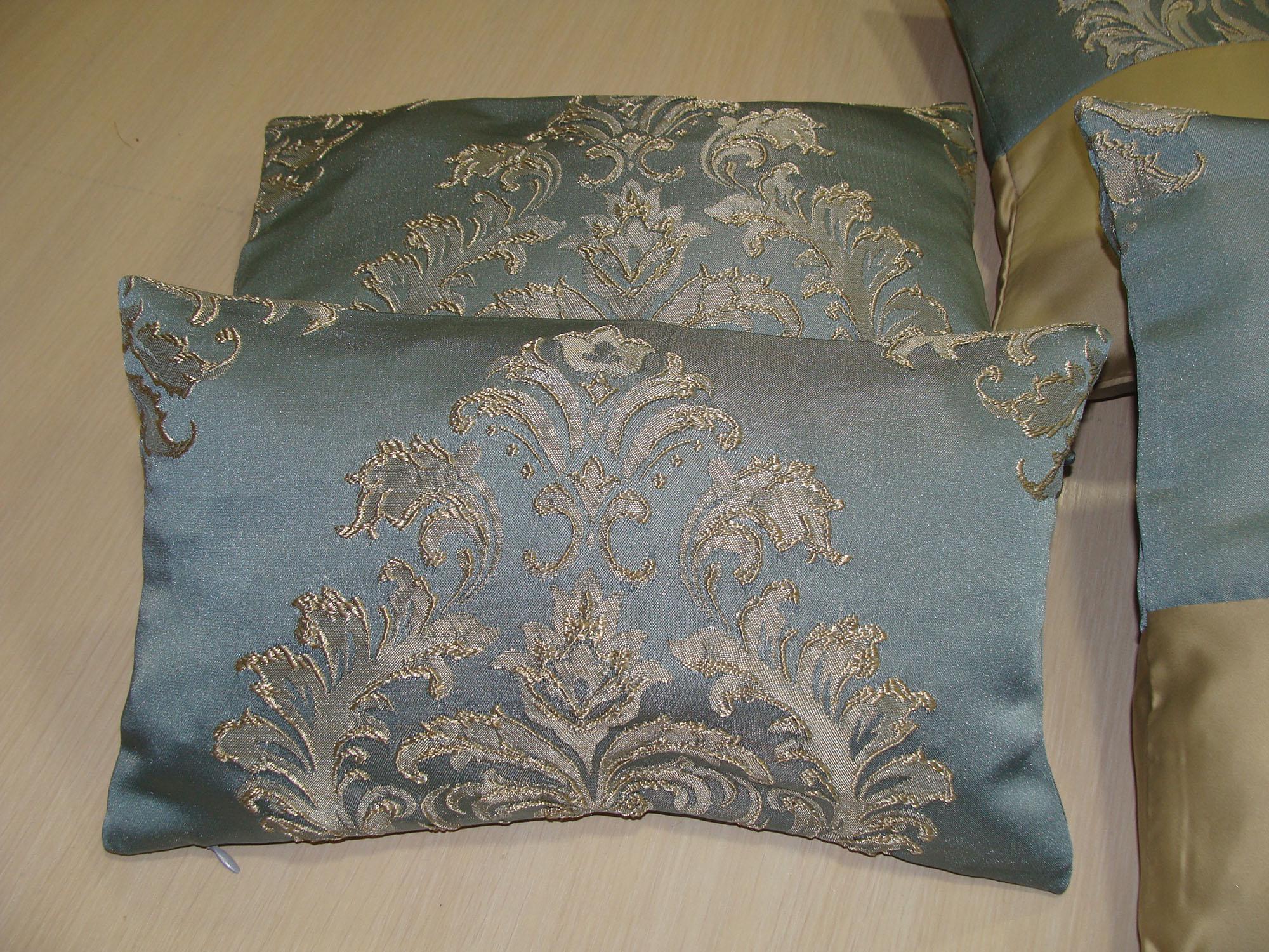 Комплект декоративних подушок Firanka Damask 35х20 см 2 шт. 33х33 см 4 шт. Блакитний з пісочним (п_0531) - фото 4