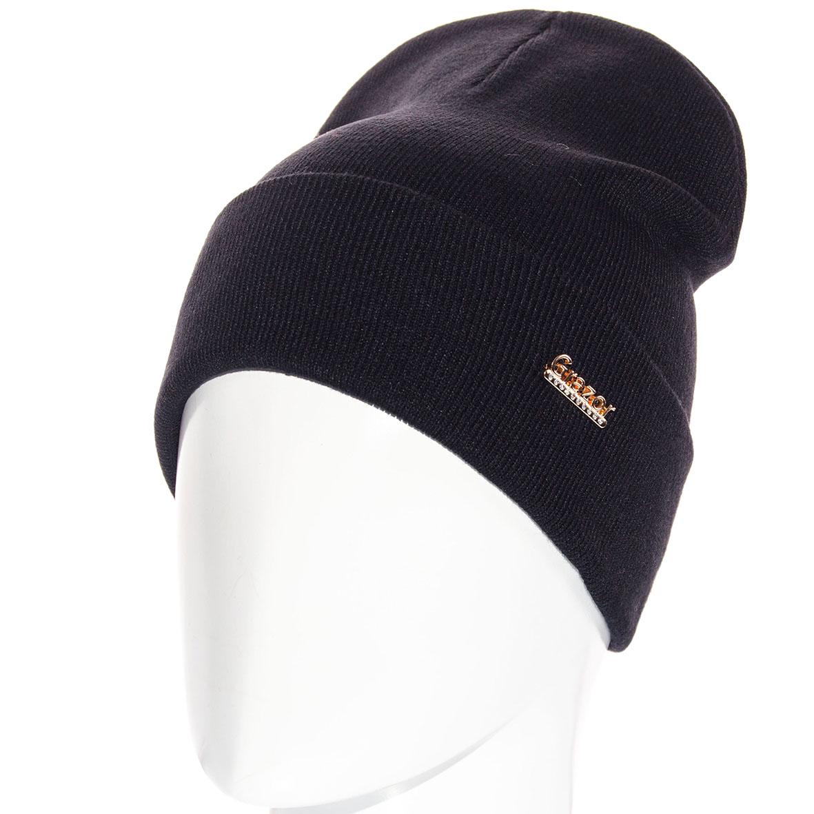 Шапка Sofi SF21106 з відворотом/рубчик/подвійна L р. 57-58 Чорний