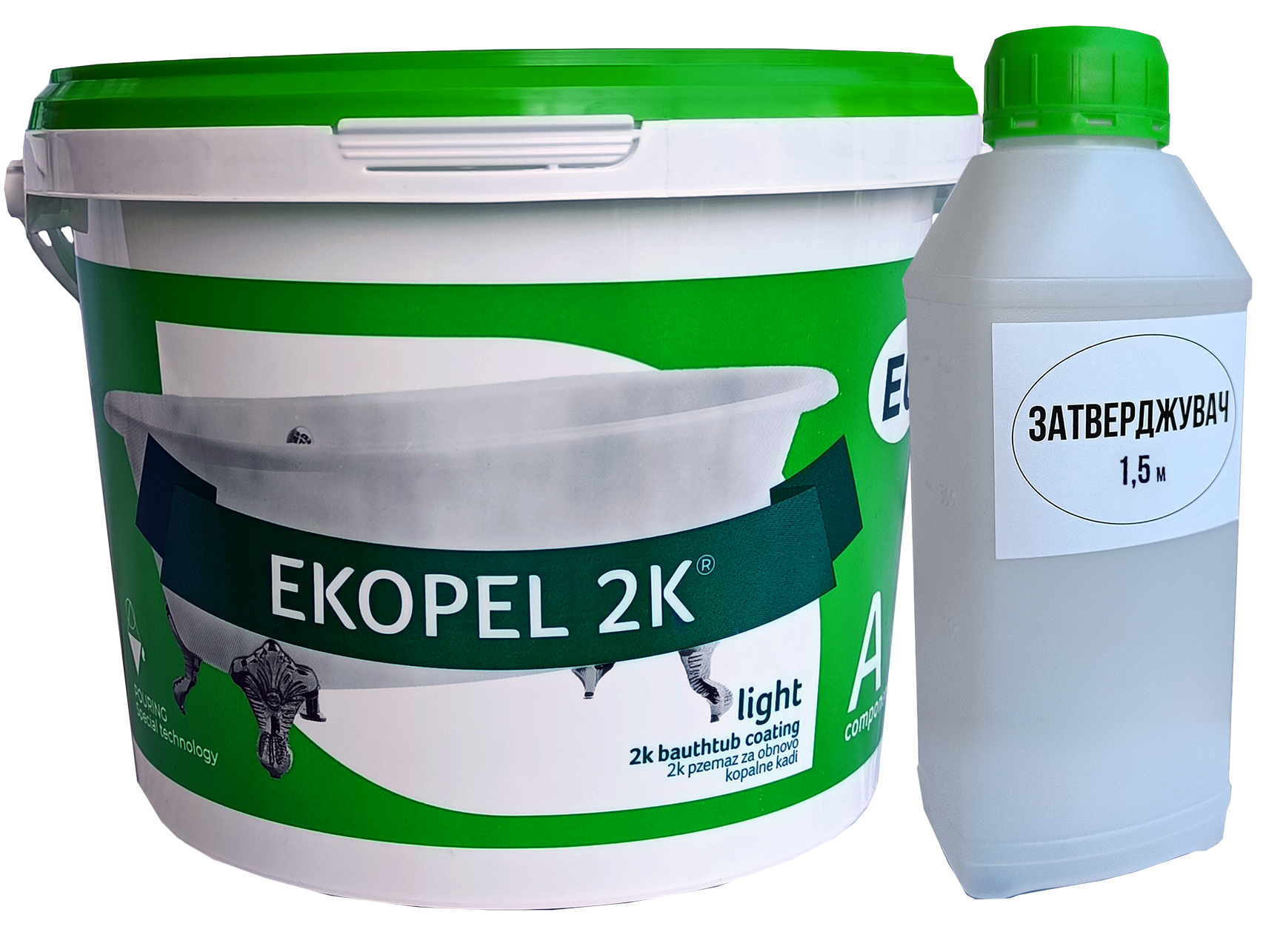 Акрил для реставрации ванн Ekopel 2K ( Екопель) жидкий наливной на ванну 1,5 м 3 кг (22683226)