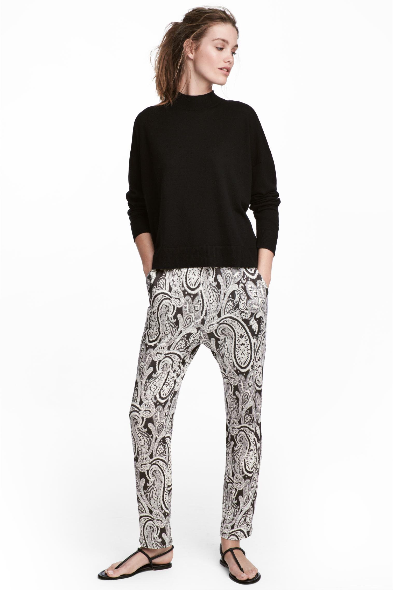 Брюки H&M Узор XS Черно-белый (31034898386)