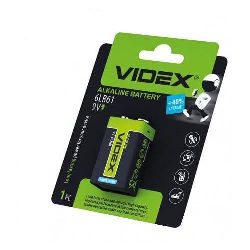 Батарейка крона VIDEX 6LR61 9В алкалайн щелочная 600 mAh (357827)