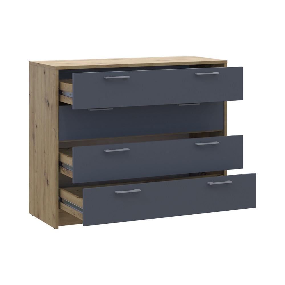 Комод Doros Ронди 4 ящика 100х40х82 см Дуб Артизан/Графит (DRS-011781 41516186) - фото 5