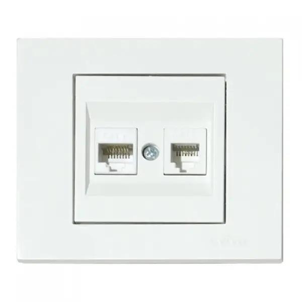 Розетка компьютерная Ovivo GRANO 2-я CAT6 Белый (400-010300-230)