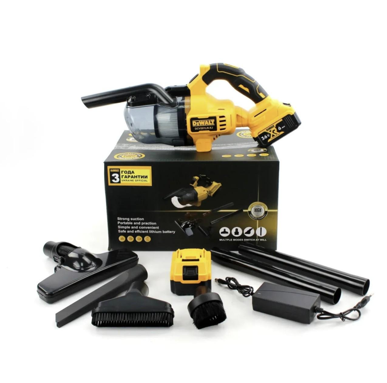 Пилосос автомобільний DeWalt 48 В 5А·год Жовто-Чорний (DCV501LN-XJ) Пилосос автомобільний DeWalt 48 В 5А·год Жовто-Чорний (DCV501LN-XJ)