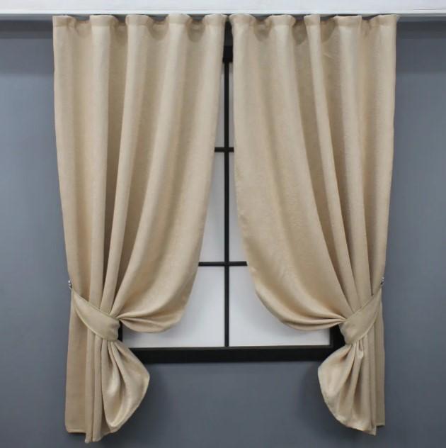 Штори короткі софт 1,3х1,7 м 2 шт. Пісочний (143ш)