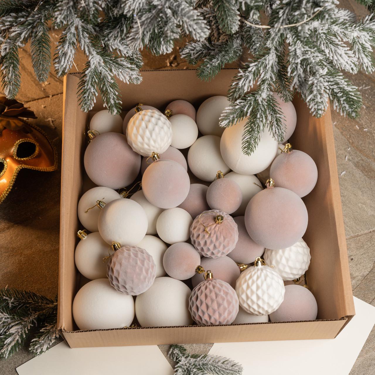 Набір іграшок новорічних Оксамит 40 шт. Бежевий (2765836637) - фото 2