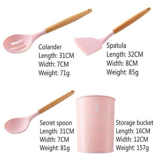 Набор кухонных принадлежностей Kitchen Set RB-2239 силиконовый 12 пр. Розовый (RB2239\5) - фото 8