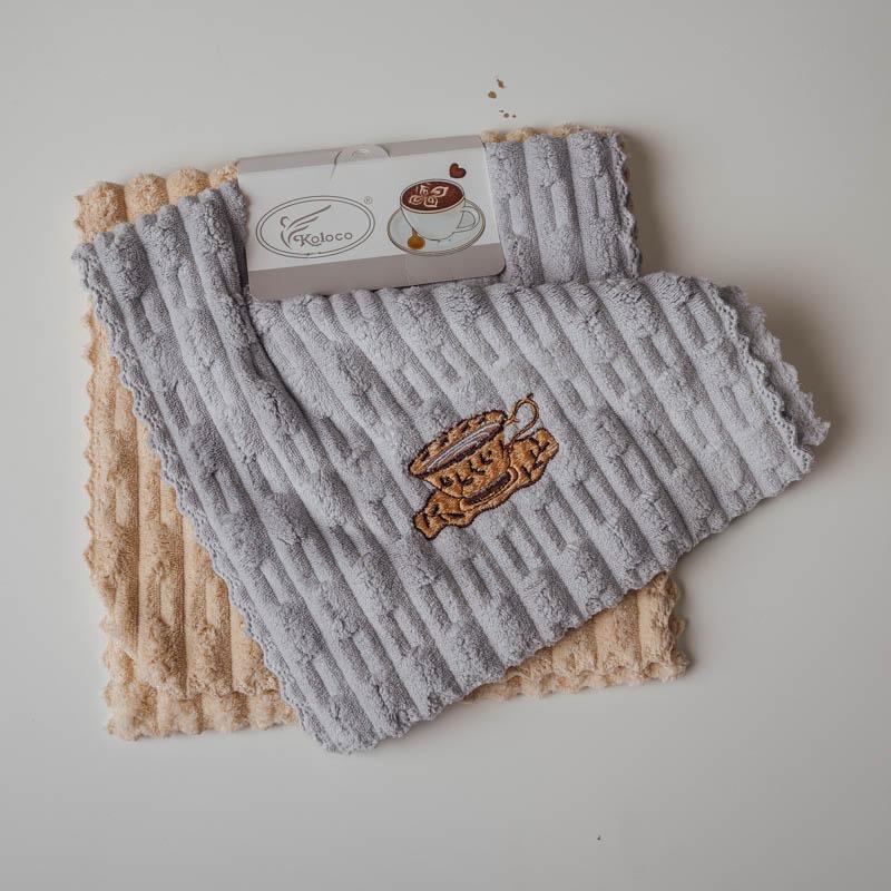 Полотенца для рук Кофейное настроение фибра 25х50 см Светло-серый (28783653)