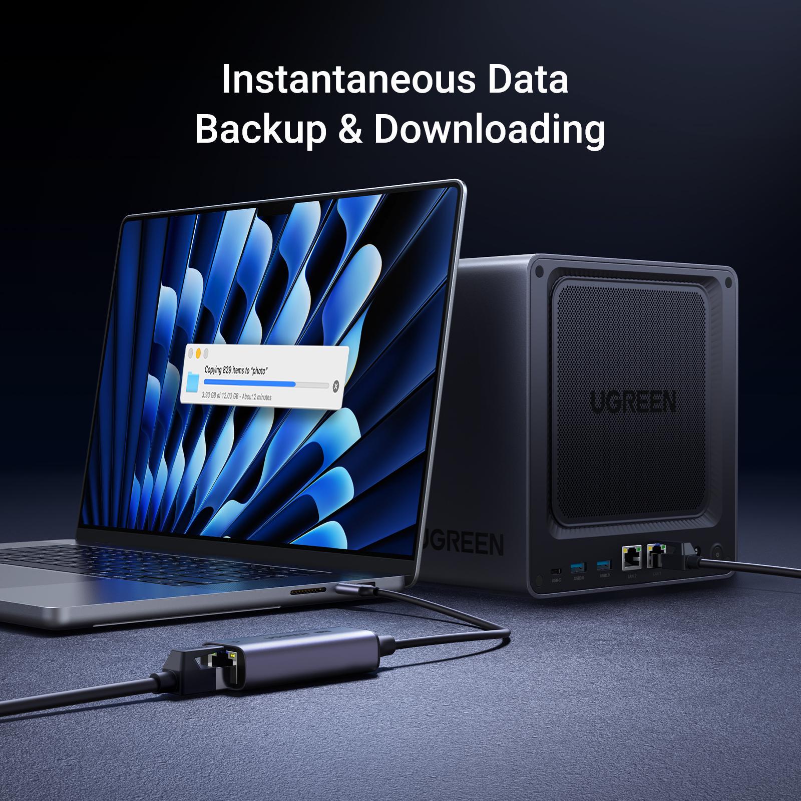 Мережева карта UGREEN Type-C-Ethernet 2.5 Гбіт/с LAN USB-C до Rj45 2500 Мбіт/с металевий Сірий (25052) - фото 3