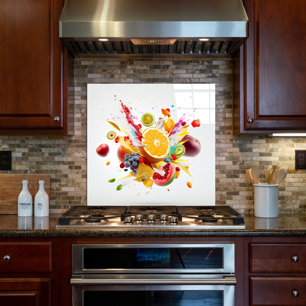 Стеклянная панель для кухни NovellaPrint Фруктовый взрыв 50х50 см (1033.1)