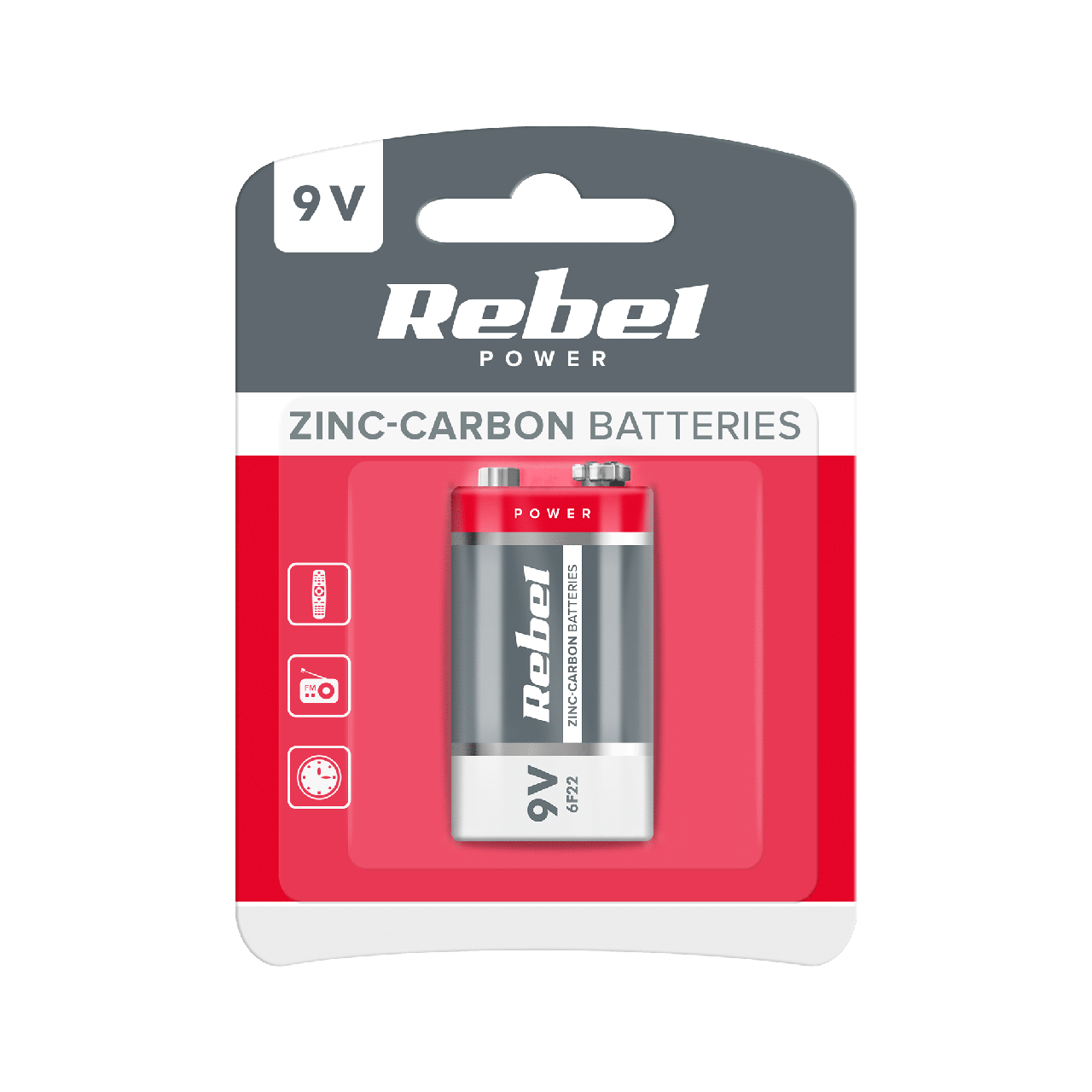 Батарейка Rebel крона 9V 6LR61 на блистере (BAT0082B)