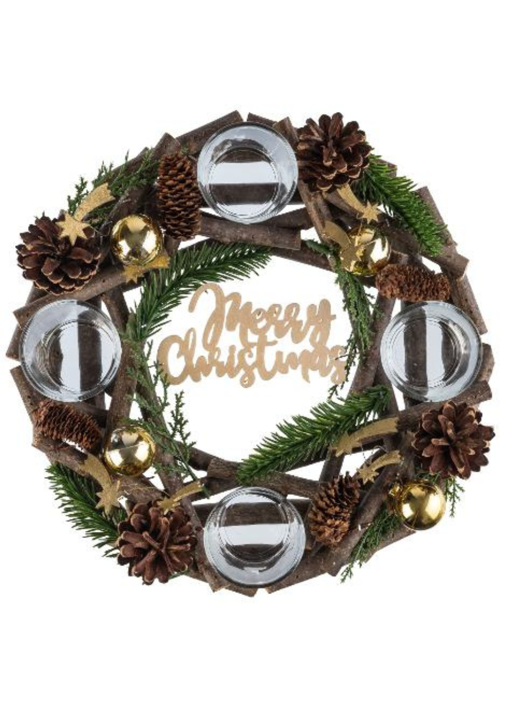 Рождественский венок-подсвечник Livarno Home Winter Magic из натуральных материалов 28 см Золотой (7954) - фото 5 Рождественский венок-подсвечник Livarno Home Winter Magic из натуральных материалов 28 см Золотой (7954) - фото 5