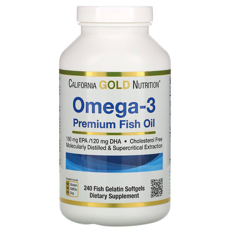 Риб'ячий жир преміум Omega-3 Premium Fish Oil California Gold Nutrition 180 EPA/120 DHA 240 капсул - фото 1