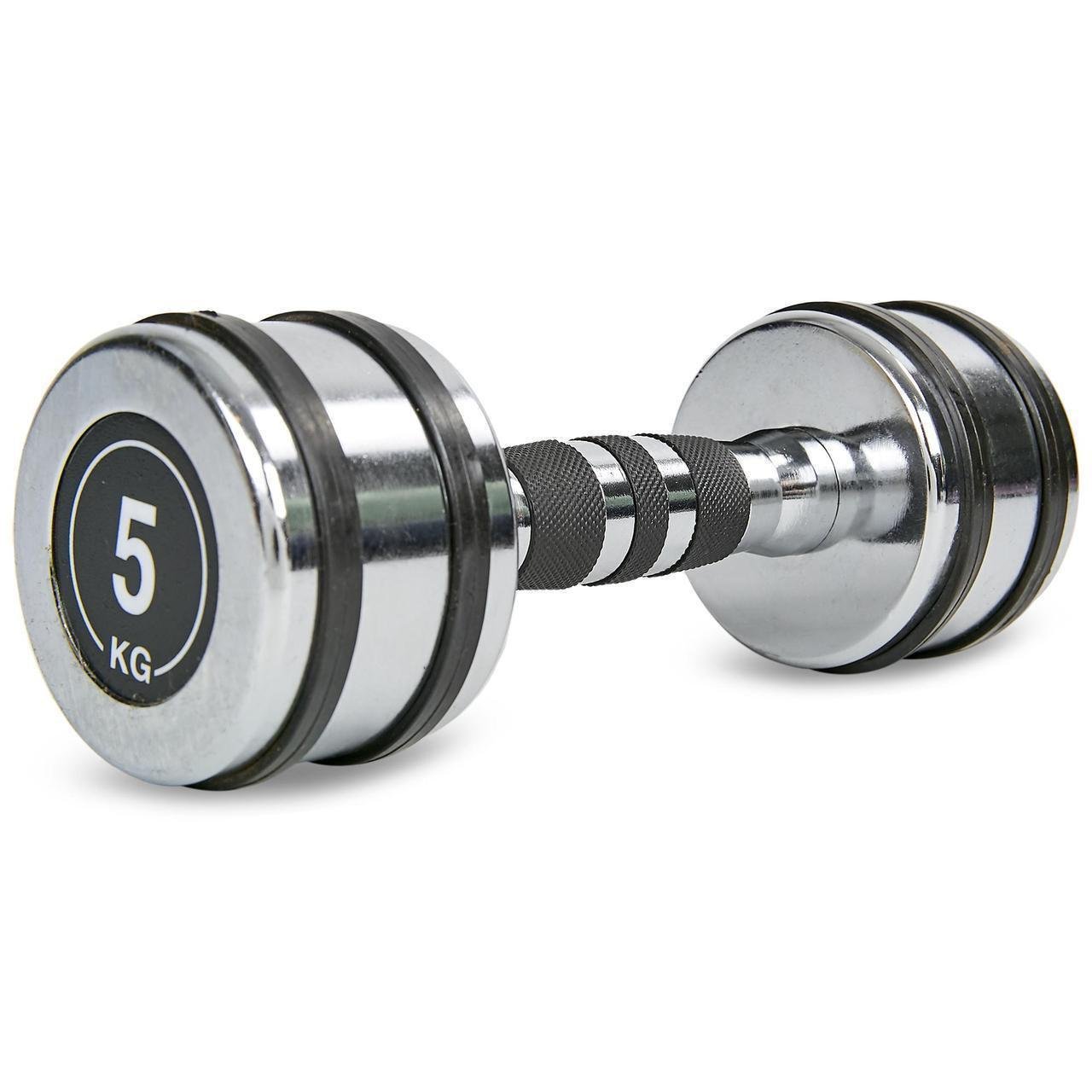 Гантель цельная Record TA-8232-5 стальная хромированная 5 кг (2532848713) - фото 1