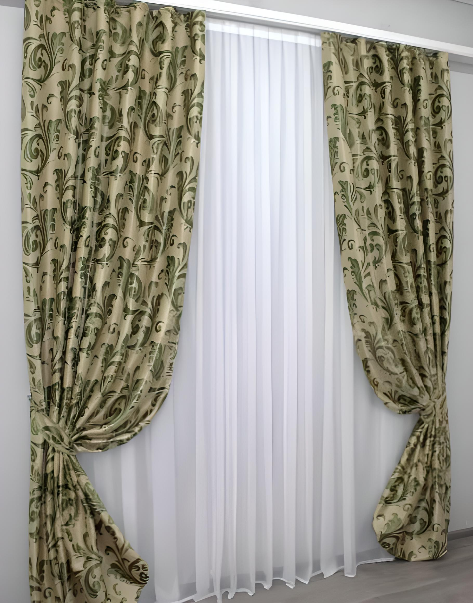 Комплект штор блекаут 1,5x2,7 м 2 шт. Золотистый/Зеленый (998ш Б) Комплект штор блекаут 1,5x2,7 м 2 шт. Золотистый/Зеленый (998ш Б)