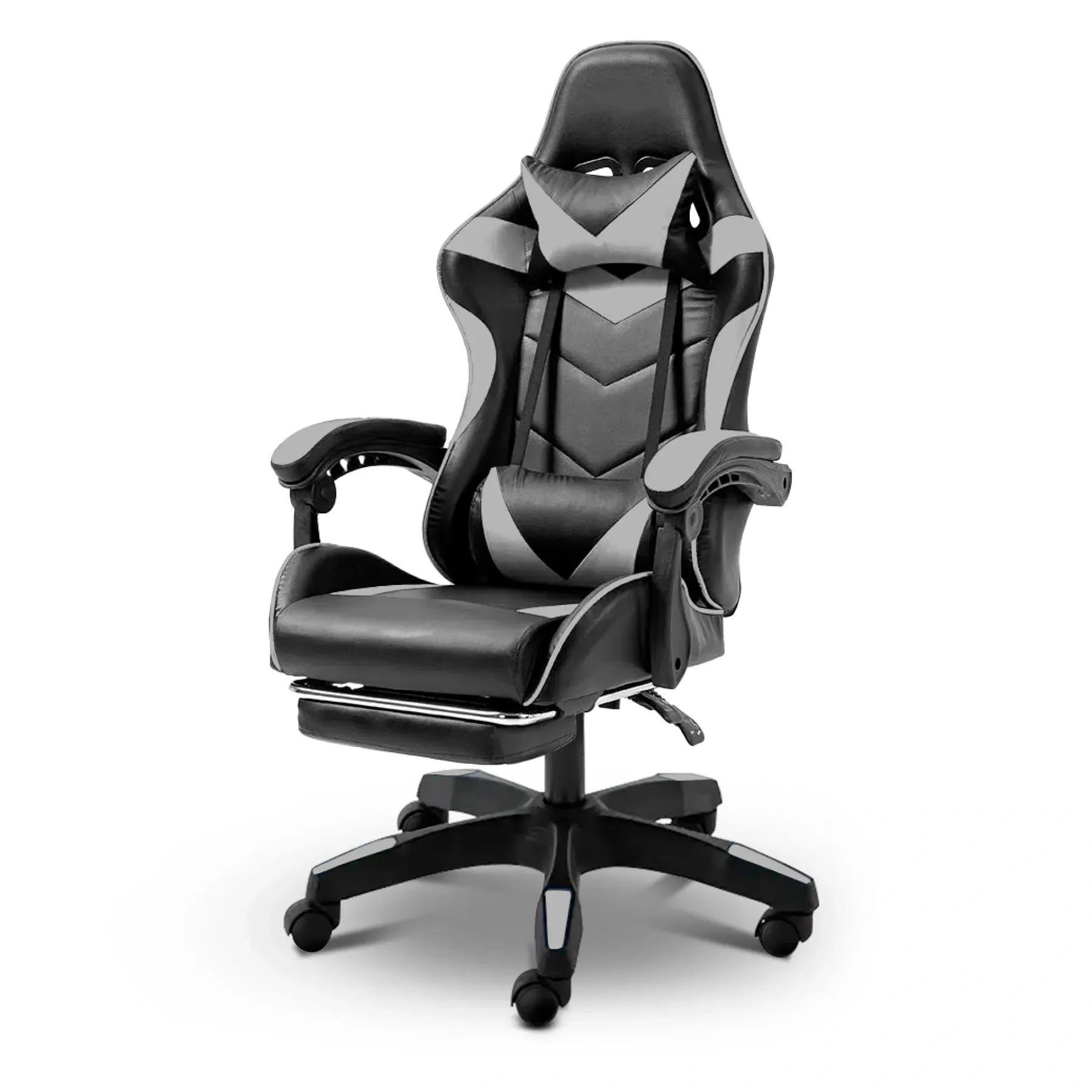 Кресло геймерское с подставкой для ног для ПК Серый (381902)