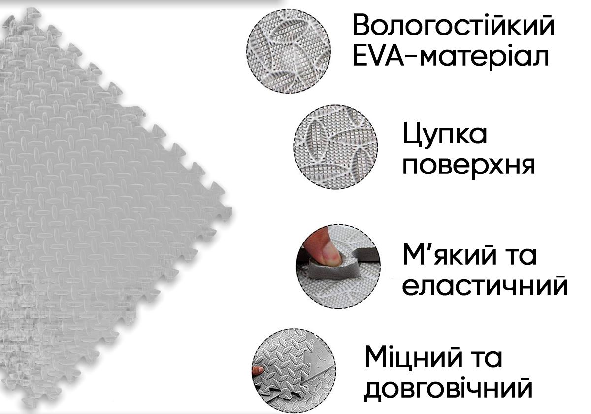 Татами мат-пазл EasyFit SwallowTail Хвост ласточки 4 шт./60х60х1 см Серый (EF-1950-GY) - фото 2 Татами мат-пазл EasyFit SwallowTail Хвост ласточки 4 шт./60х60х1 см Серый (EF-1950-GY) - фото 2