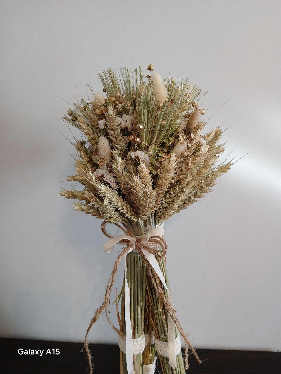 Дидух рождественский из колосья пшеницы/льна и овса на трех ножках 50-55 см с белой лентой (2822850612) - фото 6 Дидух рождественский из колосья пшеницы/льна и овса на трех ножках 50-55 см с белой лентой (2822850612) - фото 6