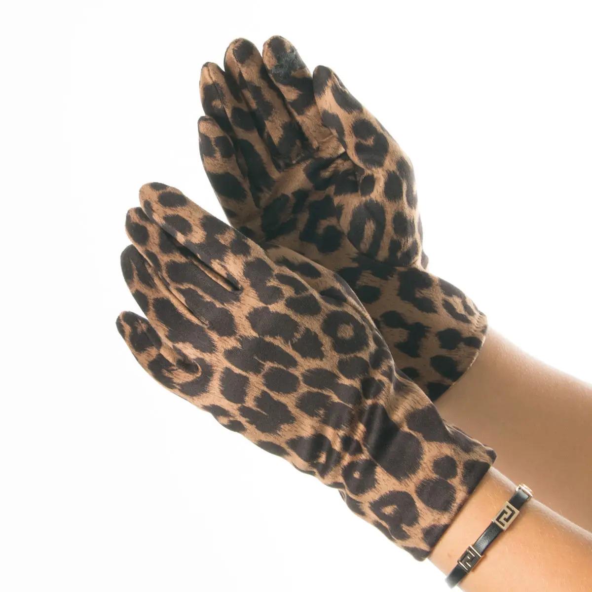 Перчатки женские из искусственной замши с леопардовым принтом S (№19-21-5)