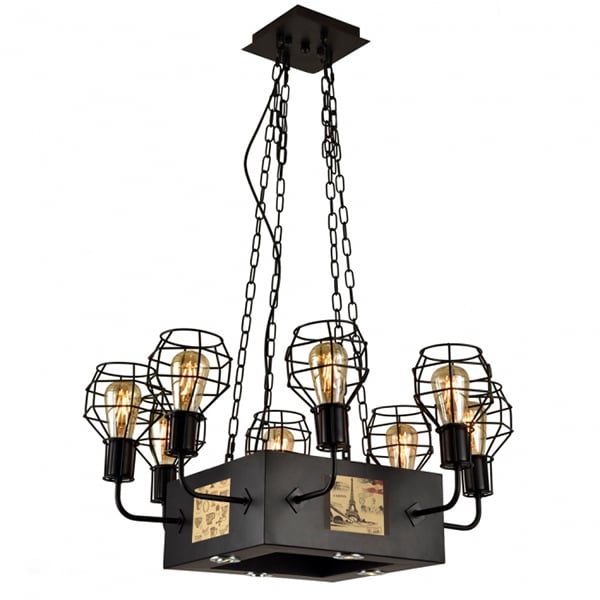 Люстра Flora на 8 ламп в ретро дизайне (ZW054/8+4)