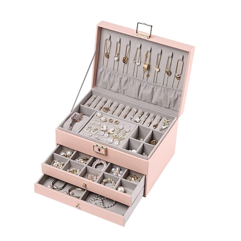 Шкатулка для украшений Casegrace SP-01265 трехуровневый на замке 23х17х13,5 см Pink (24366333)