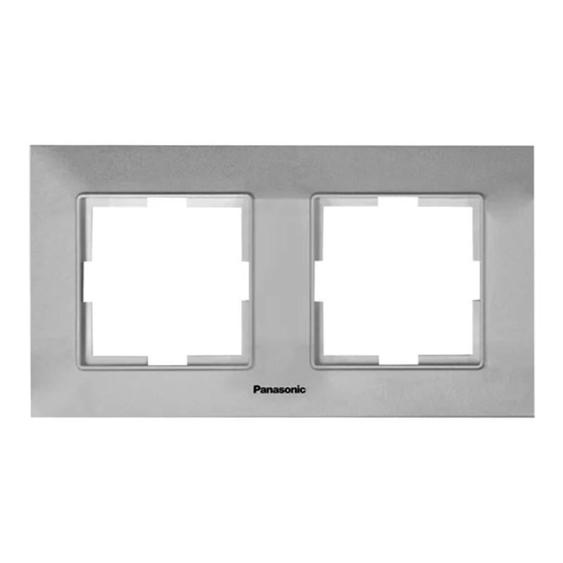 Рамка 2-местная Panasonic Arkedia Slim горизонтальная Серебряный (23867826) - фото 1 Рамка 2-местная Panasonic Arkedia Slim горизонтальная Серебряный (23867826) - фото 1