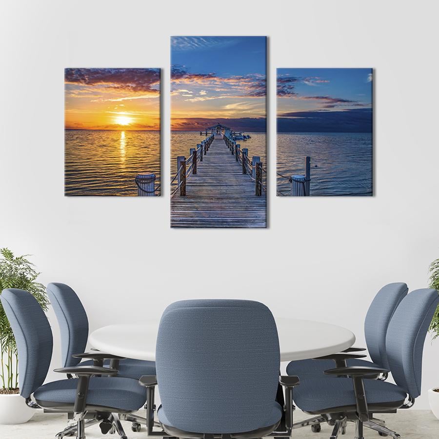Картина для интерьера Закат солнца над пирсом в Флориде 96x60 см (446-32)