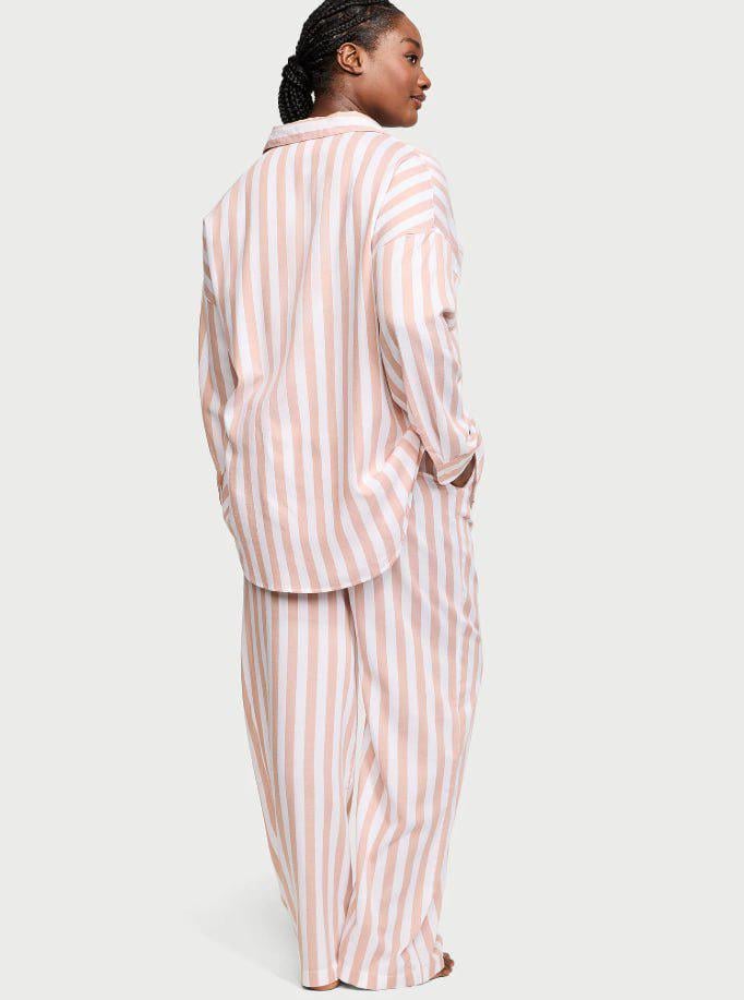 Піжама бавовна сорочка/штани Victoria's Secret Modal-Cotton Long Pajama Set смужка XS Бежевий (26811507D) - фото 2 Піжама бавовна сорочка/штани Victoria's Secret Modal-Cotton Long Pajama Set смужка XS Бежевий (26811507D) - фото 2