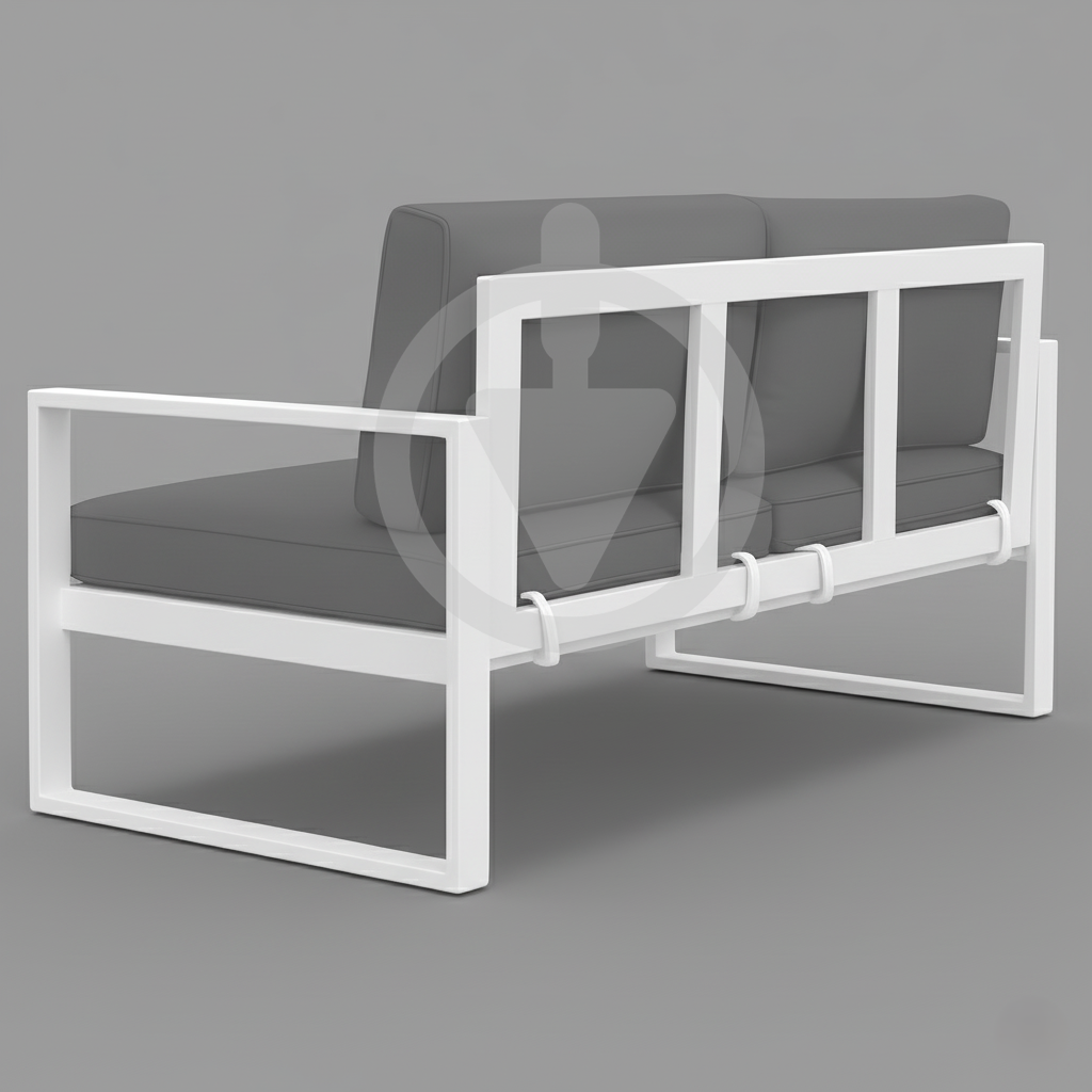 Диван металевий AVVS tech Бостон вуличний лофт з підлокітниками оксфорд 160 см Світло-сірий/Білий (30067116) - фото 3