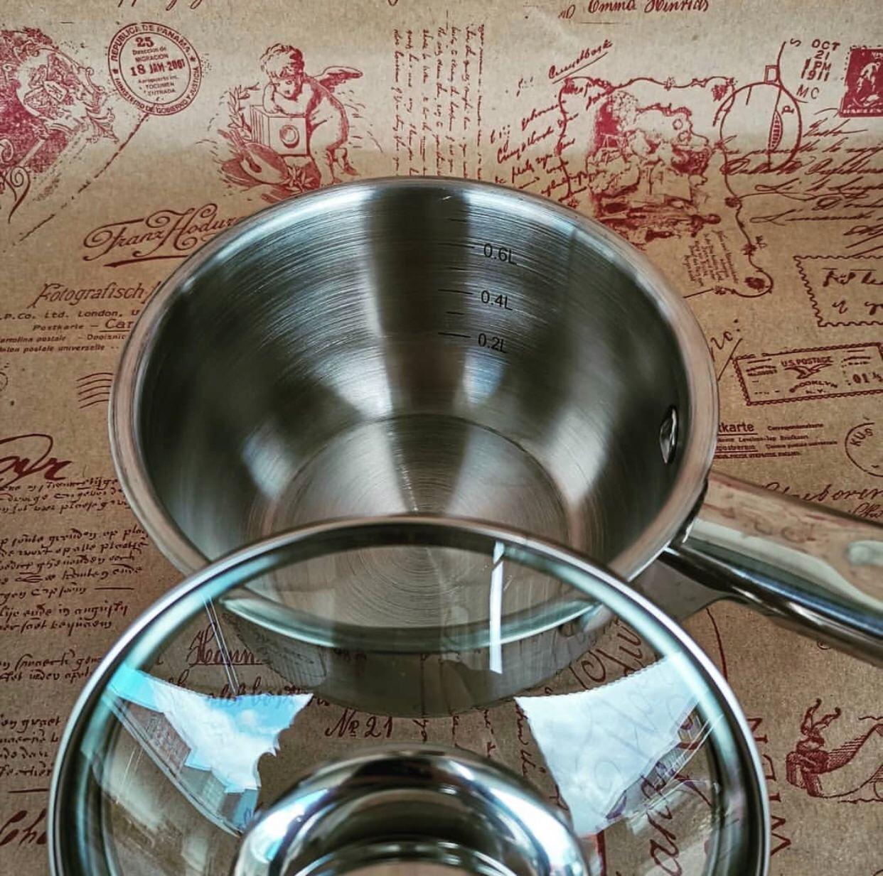 Ківш зі скляною кришкою Edenberg з індукційним дном 0,6 л (EB-3031) - фото 3 Ківш зі скляною кришкою Edenberg з індукційним дном 0,6 л (EB-3031) - фото 3