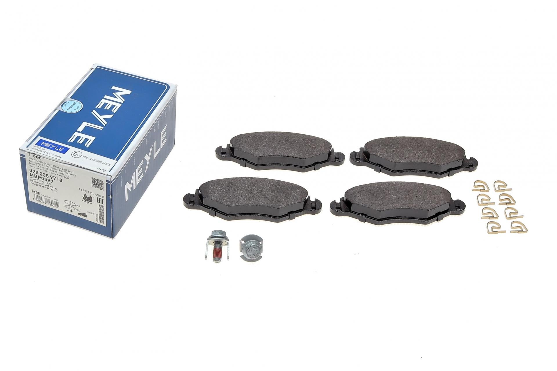 Колодки тормозные передние Meyle для Peugeot 206 98-/Peugeot 206+ 09-13/Peugeot 306 93-01 (025 235 9718)