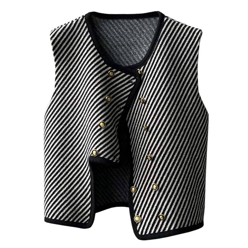 Жилет хлопковый MH00003 Полосатый универсальный с пуговицами/свободный крой (26246234)