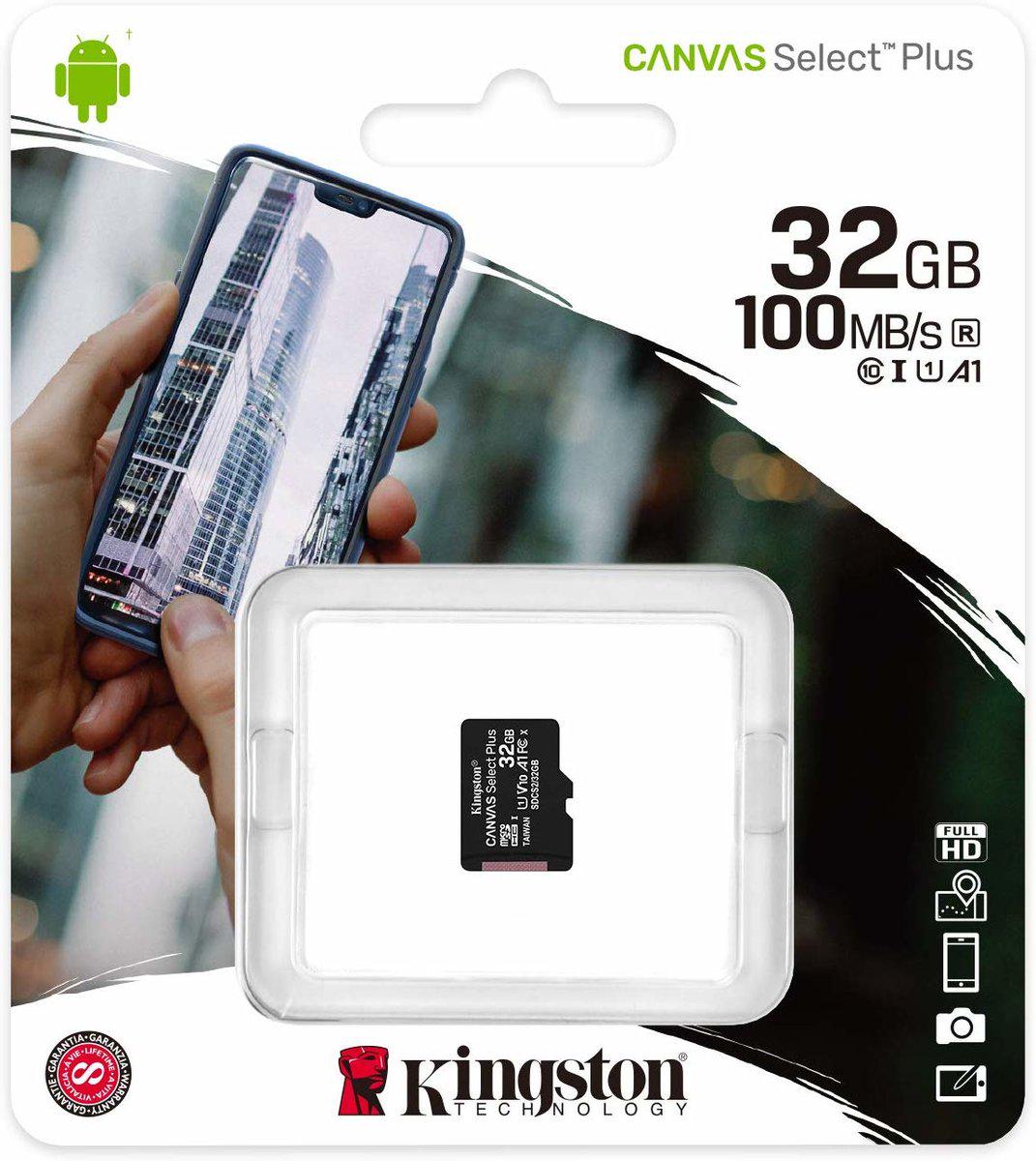 Картка пам'яті microSDHC UHS-1 Kingston Canvas Select Plus class 10 А1 R-100 MB/s 32 Gb