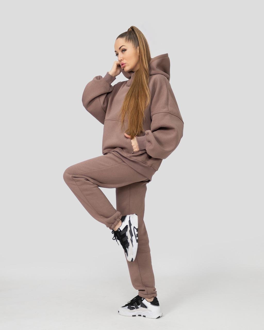 Костюм жіночий на флісі світшот з капюшоном і штани Мокко (2028589421) - фото 8