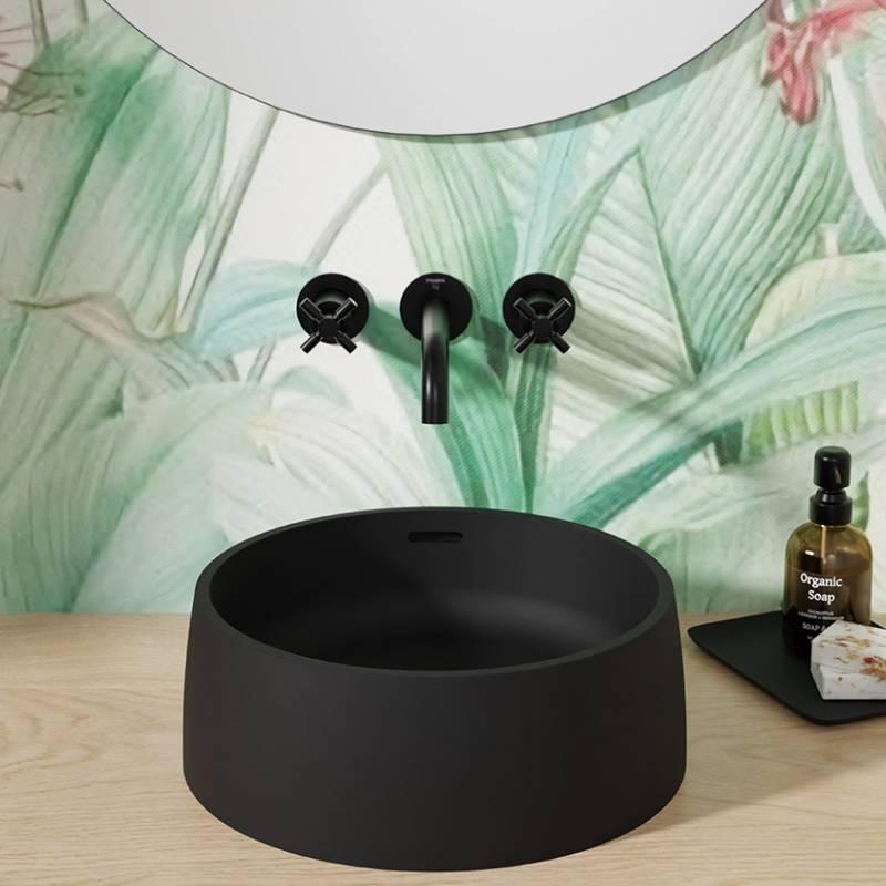 Раковина накладная на столешницу Steinberg 440 7120 S Mineo Stone Черный матовый (1599812851)