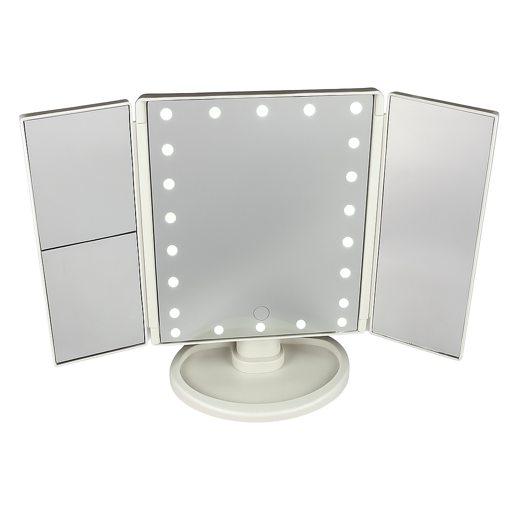 Зеркало тройное настольное Superstar Magnifying Mirror с LED-подсветкой на подставке Белый (SMM-031-White)