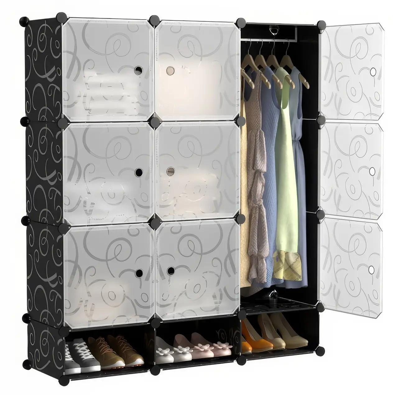 Шкаф для одежды и обуви на 12 секций пластиковый складной 110х37х127 см (16985)