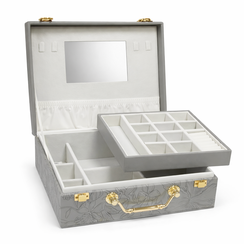 Шкатулка-органайзер из экокожи 24x19x9 см Серый (2787366214)