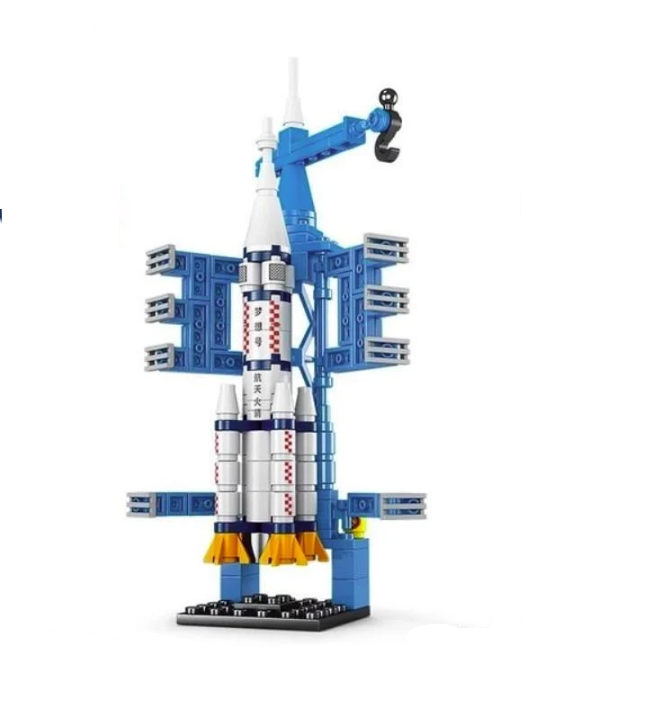 Конструктор детский космический корабль 130 дет. Синий