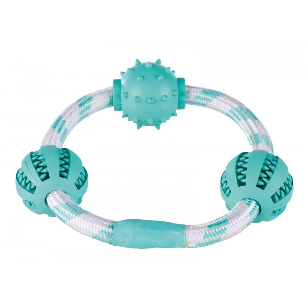 Іграшка для собак Trixie Denta Fun Кільце-канат з м'ячами для чищення зубів м'ятний смак 5 см 20 см (4011905337043)