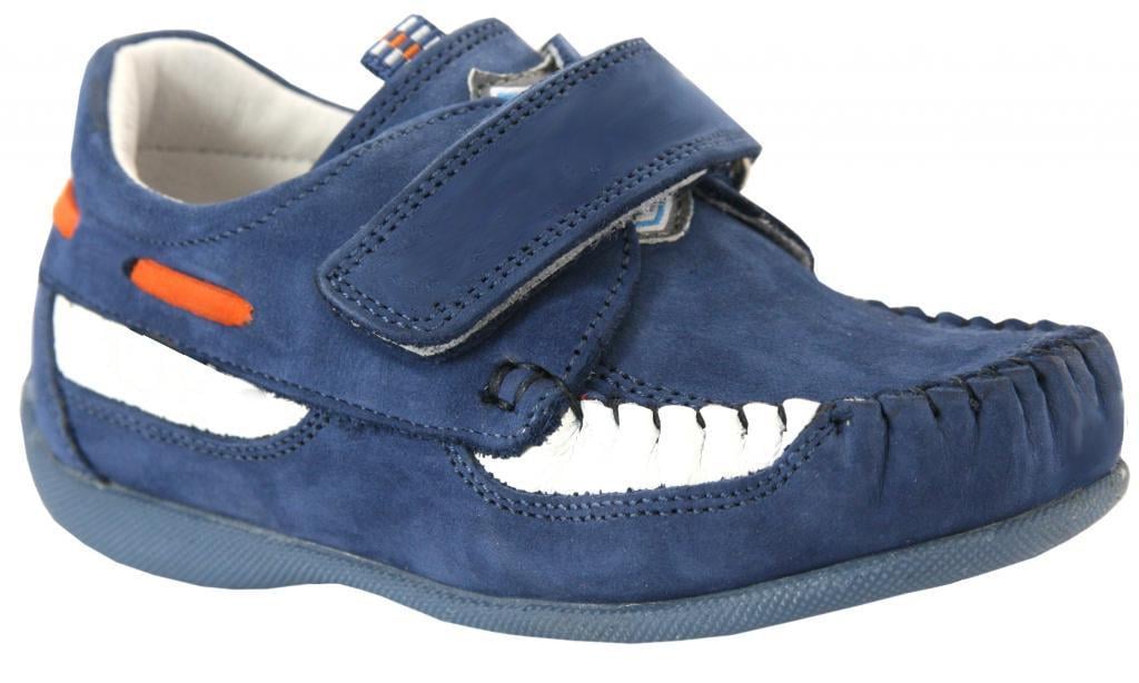 Мокасини Minitin для дівчаток 026 нубук р. 21 Синьо-білий