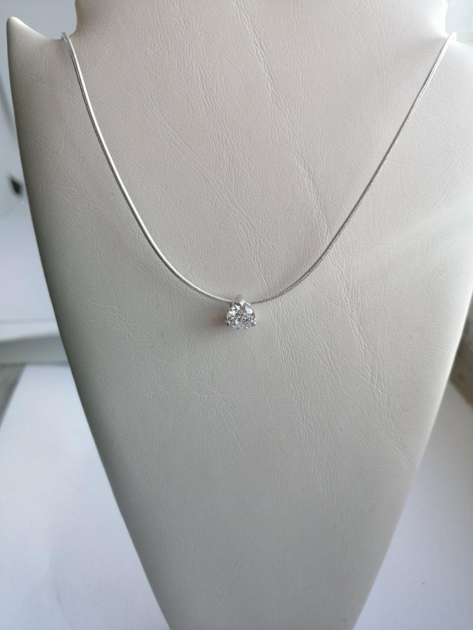 Серебряный кулон с цепочкой и фианитом (977561072)