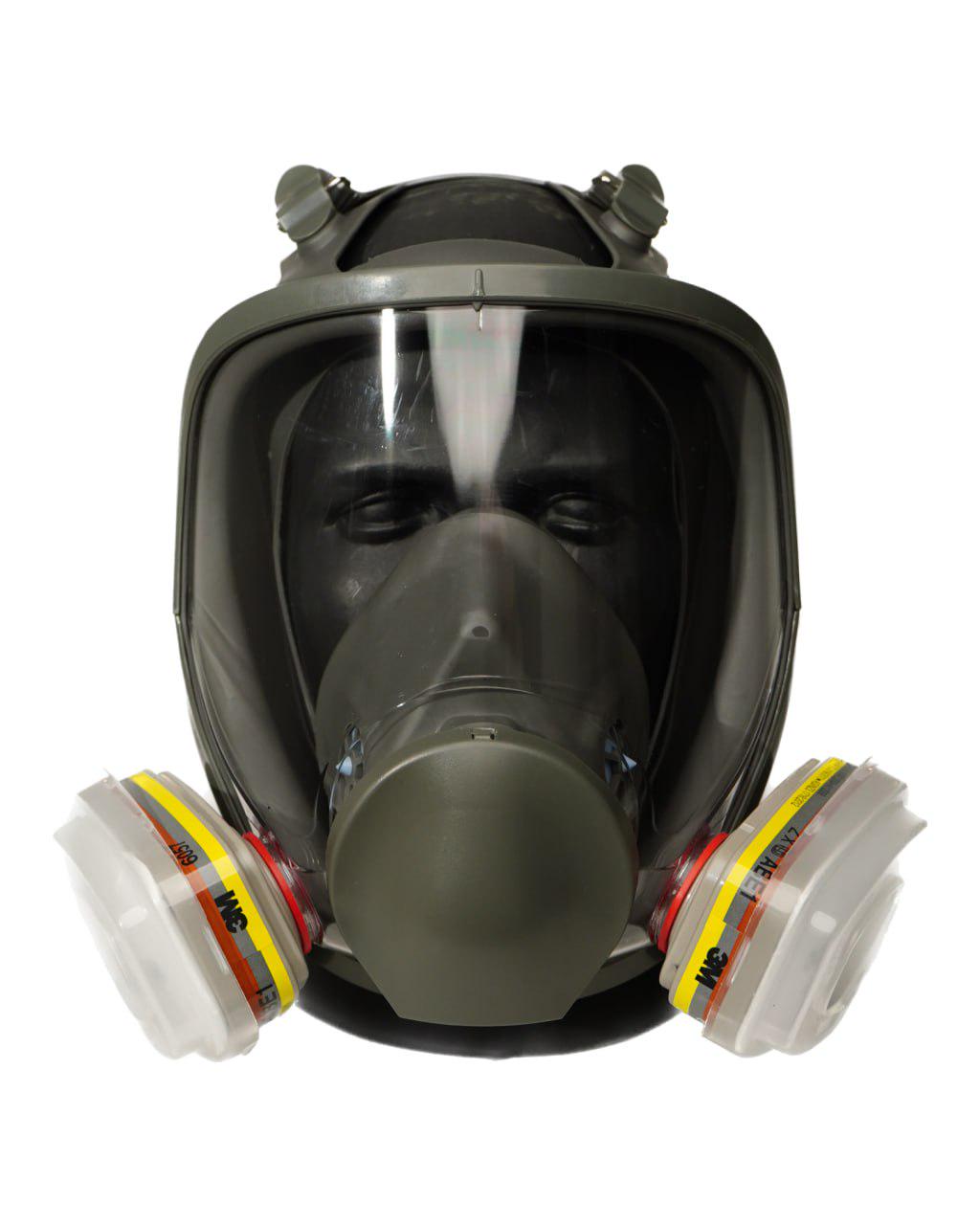 Маска респиратор 3М 6800 полнолицевая в комплекте с фильтрами 3М 6059 предфильтрами и держателями - фото 1