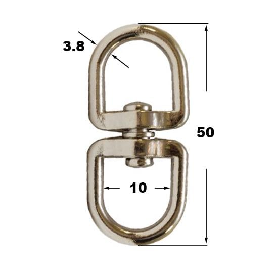 Вертлюг петля-петля никелированная 3,8 мм (2222) - фото 2 Вертлюг петля-петля никелированная 3,8 мм (2222) - фото 2