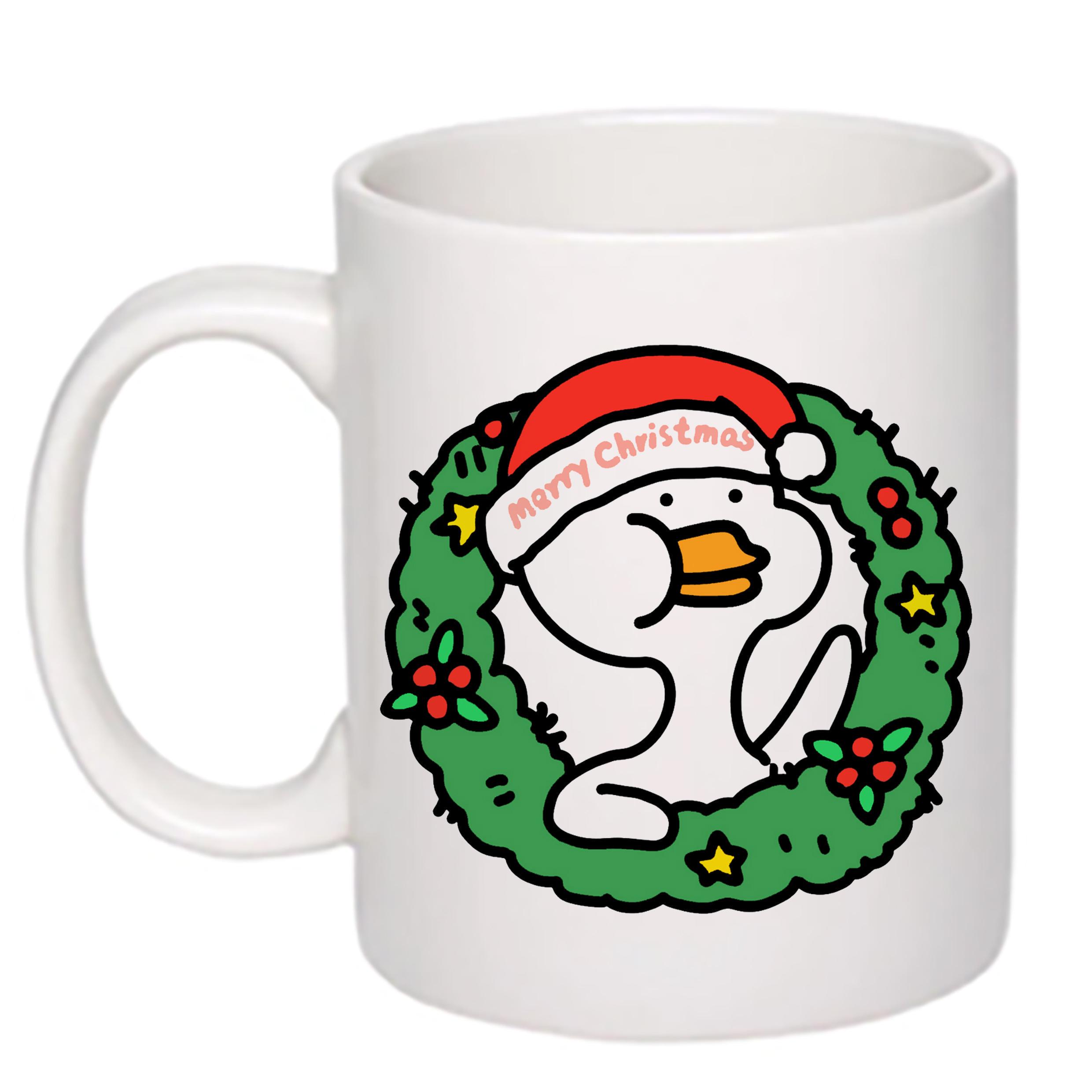 Чашка с печатью Marry Christmas duck 330 мл Белый (21137)