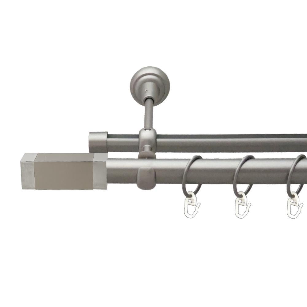 Карниз металлический Orvit Квадро двухрядный оппозитный/гладкая профильная труба/кольцо металлическое Сатин 25/19 мм 200 см (00-00023333)