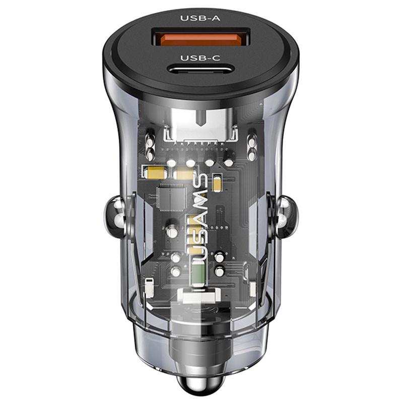 Автомобильное зарядное устройство Usams US-CC164 C32 30W 2 Ports A+C Черный (00000062681_1)