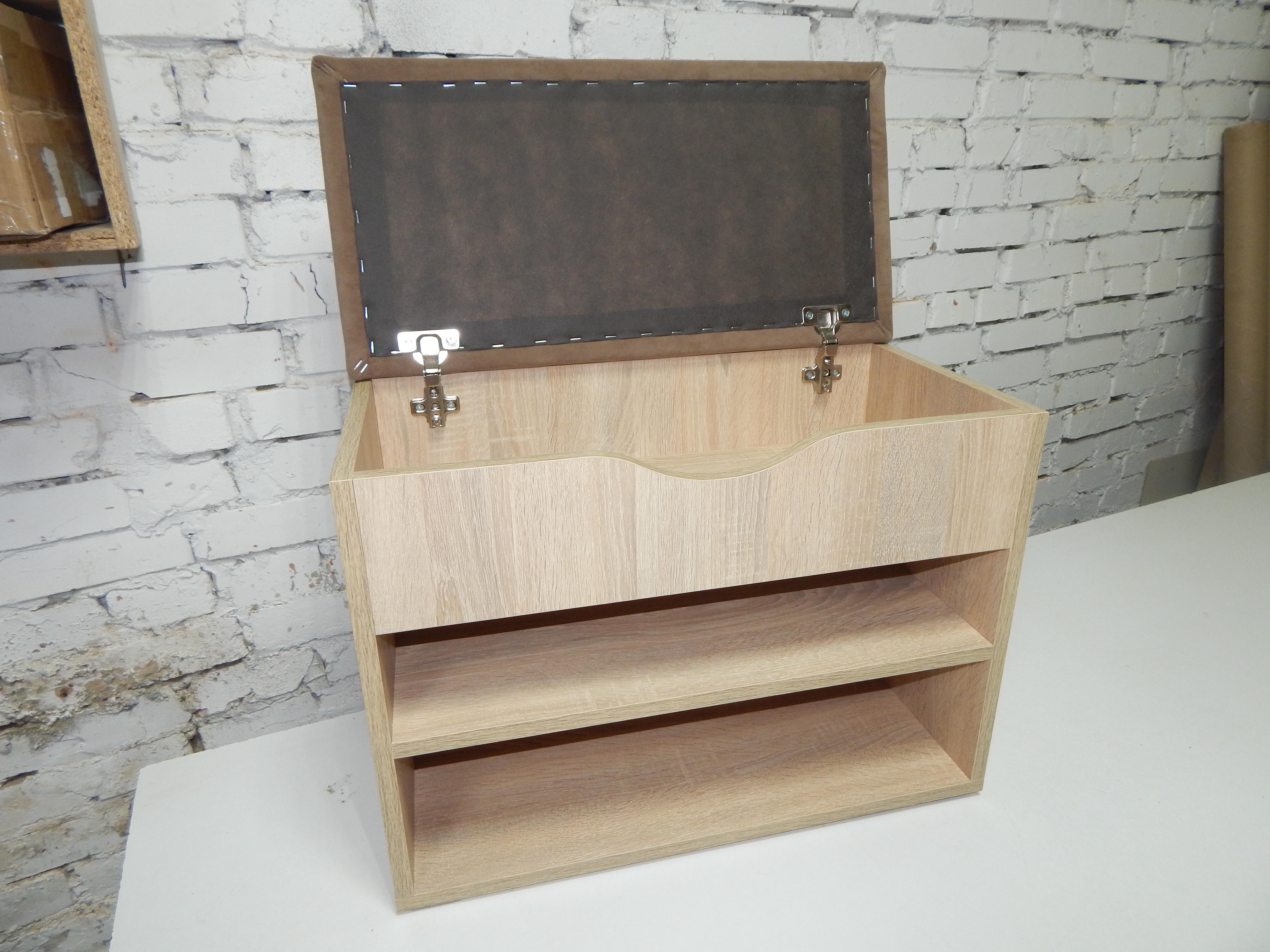 Тумба для взуття ДСП/тканина 30х50х45 см Дуб сонома світлий/Какао - фото 3 Тумба для взуття ДСП/тканина 30х50х45 см Дуб сонома світлий/Какао - фото 3