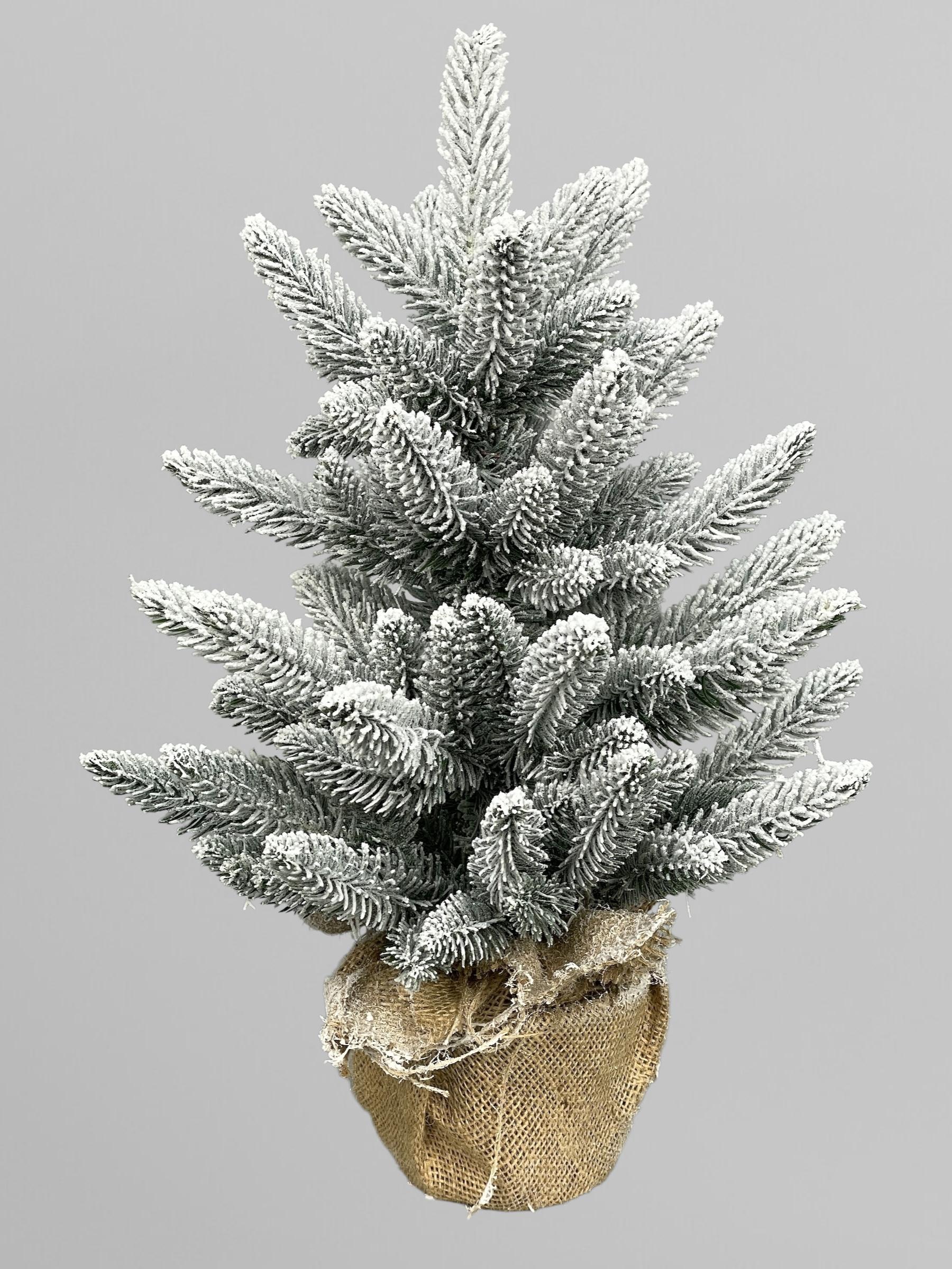 Искусственная елка литая заснеженная Classic в горшке с мешковиной 50 см Зеленый (Н01010)